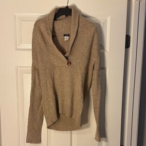 Jcrew Small Women's Tan Sweater with Button Detail Wool and Cashmere